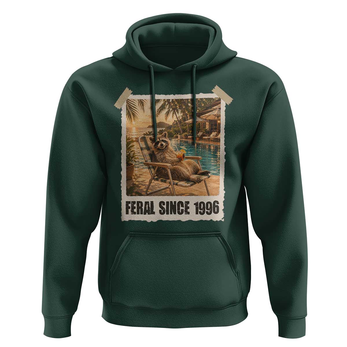 Funny Raccoon Feral Since 1996 30th Birthday Hoodie Vintage 30 Year Old Gift