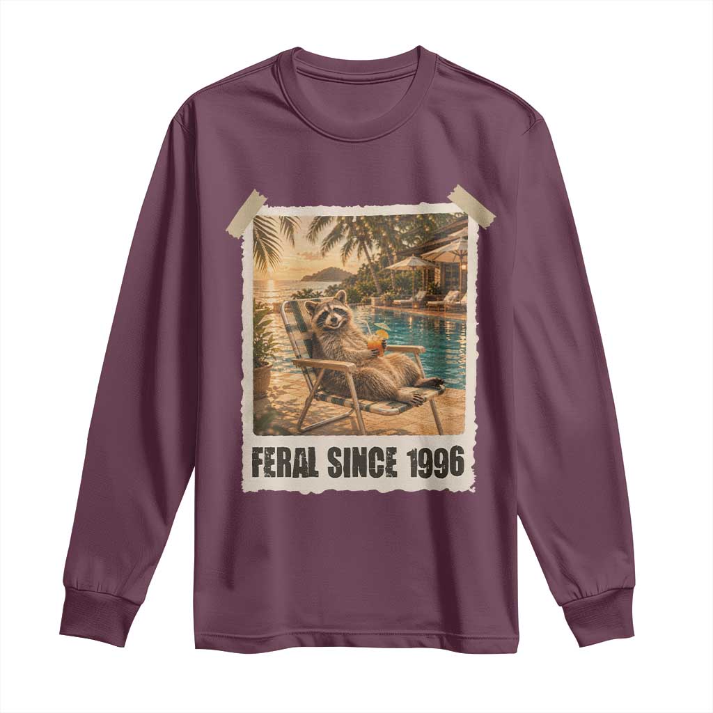 Funny Raccoon Feral Since 1996 30th Birthday Long Sleeve Shirt Vintage 30 Year Old Gift