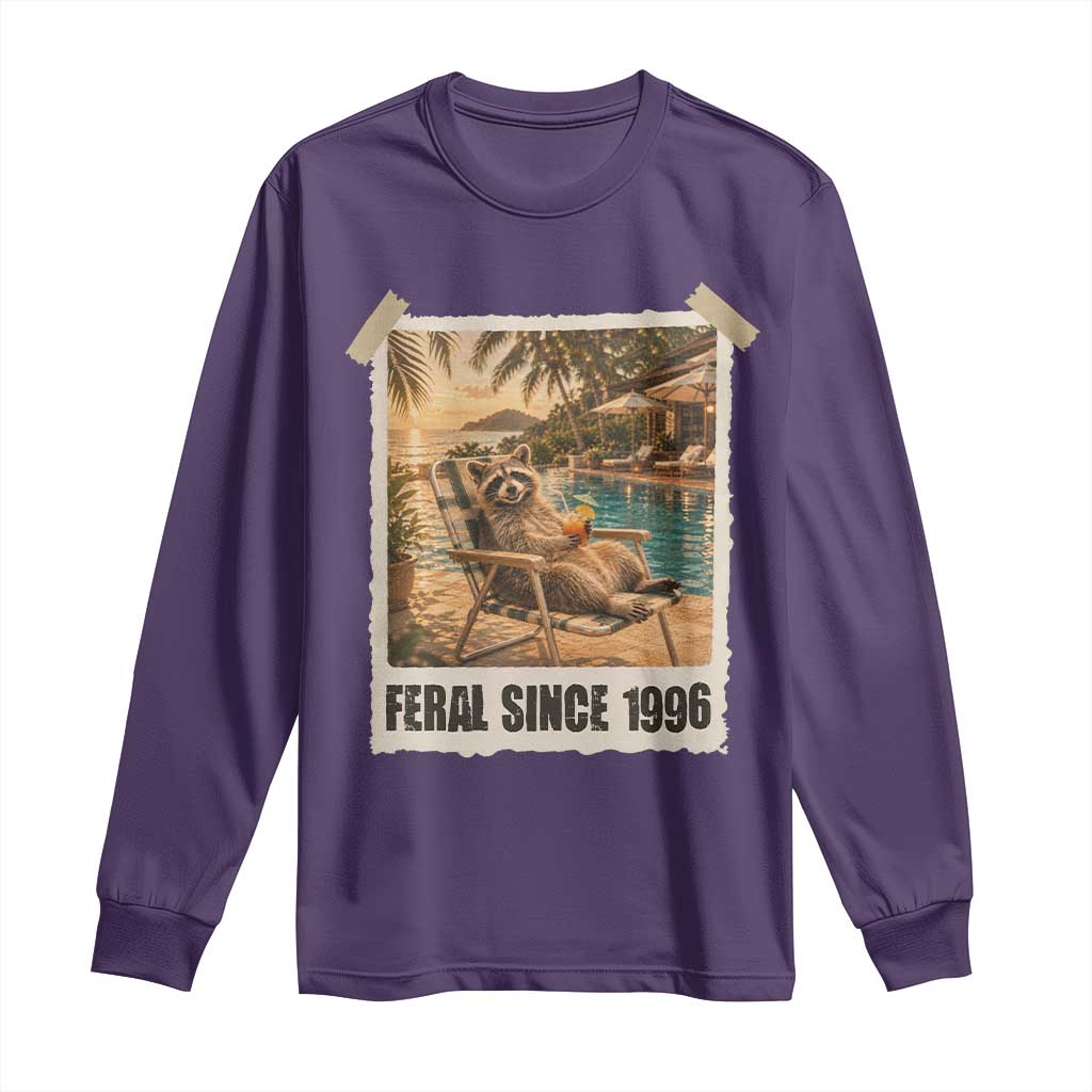 Funny Raccoon Feral Since 1996 30th Birthday Long Sleeve Shirt Vintage 30 Year Old Gift