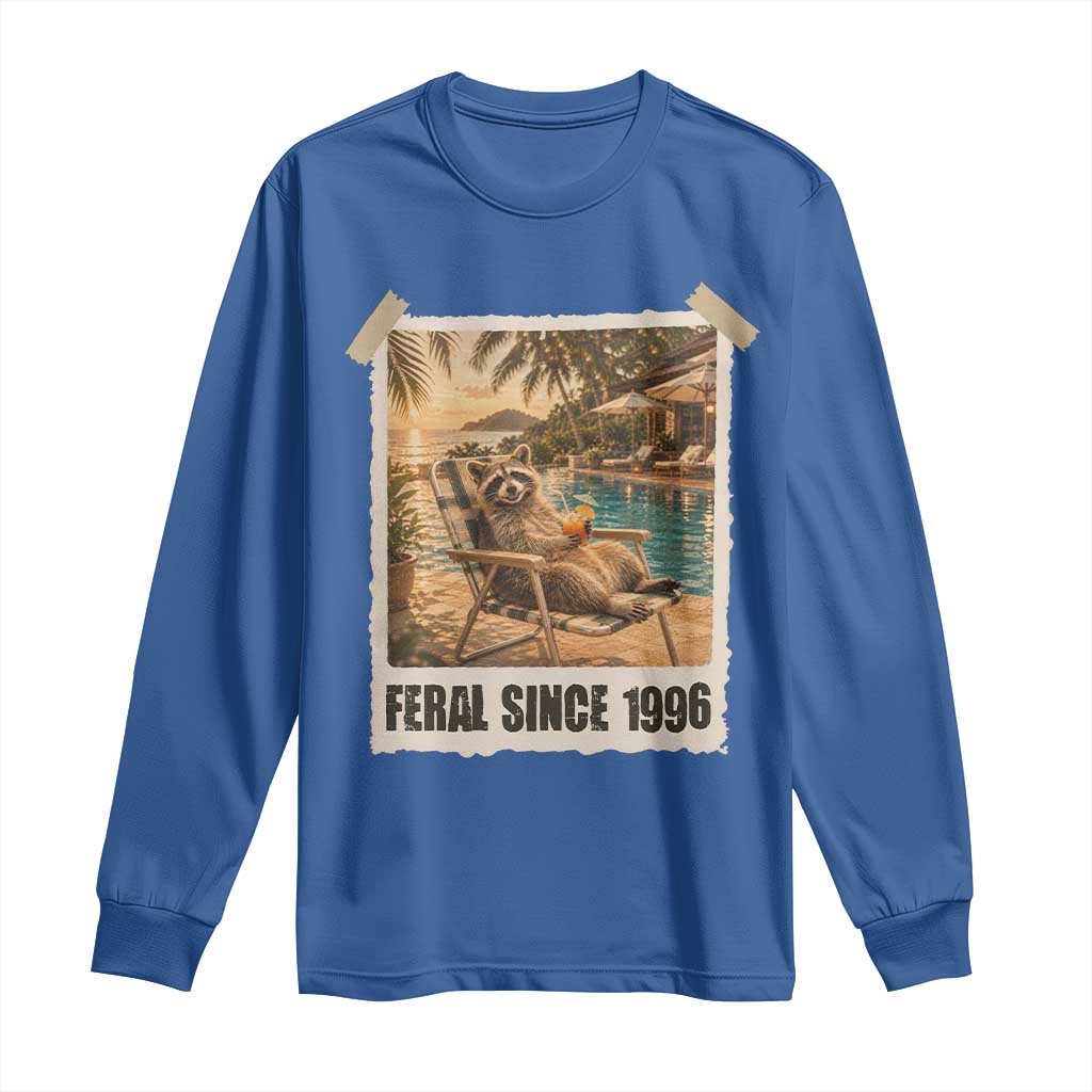 Funny Raccoon Feral Since 1996 30th Birthday Long Sleeve Shirt Vintage 30 Year Old Gift