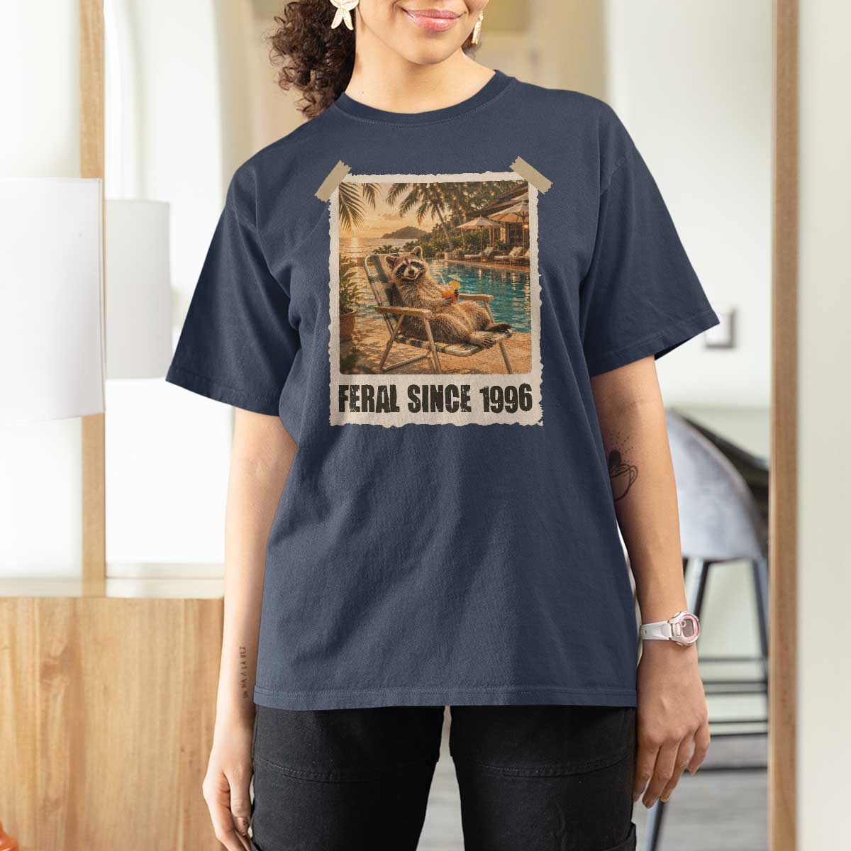 Funny Raccoon Feral Since 1996 30th Birthday T Shirt For Women Vintage 30 Year Old Gift