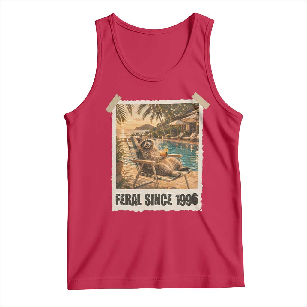 Funny Raccoon Feral Since 1996 30th Birthday Tank Top Vintage 30 Year Old Gift