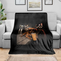 Funny Pitbull Drinking Iced Coffee Throw Blanket Vintage Pittie Dog Lovers Meme