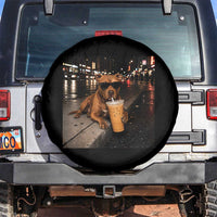 Funny Pitbull Drinking Iced Coffee Spare Tire Cover Vintage Pittie Dog Lovers Meme