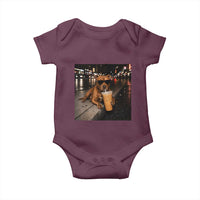 Funny Pitbull Drinking Iced Coffee Baby Onesie Vintage Pittie Dog Lovers Meme