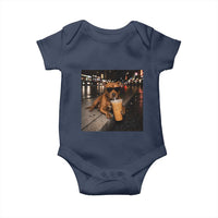 Funny Pitbull Drinking Iced Coffee Baby Onesie Vintage Pittie Dog Lovers Meme
