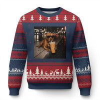 Funny Pitbull Drinking Iced Coffee Ugly Christmas Sweater Vintage Pittie Dog Lovers Meme