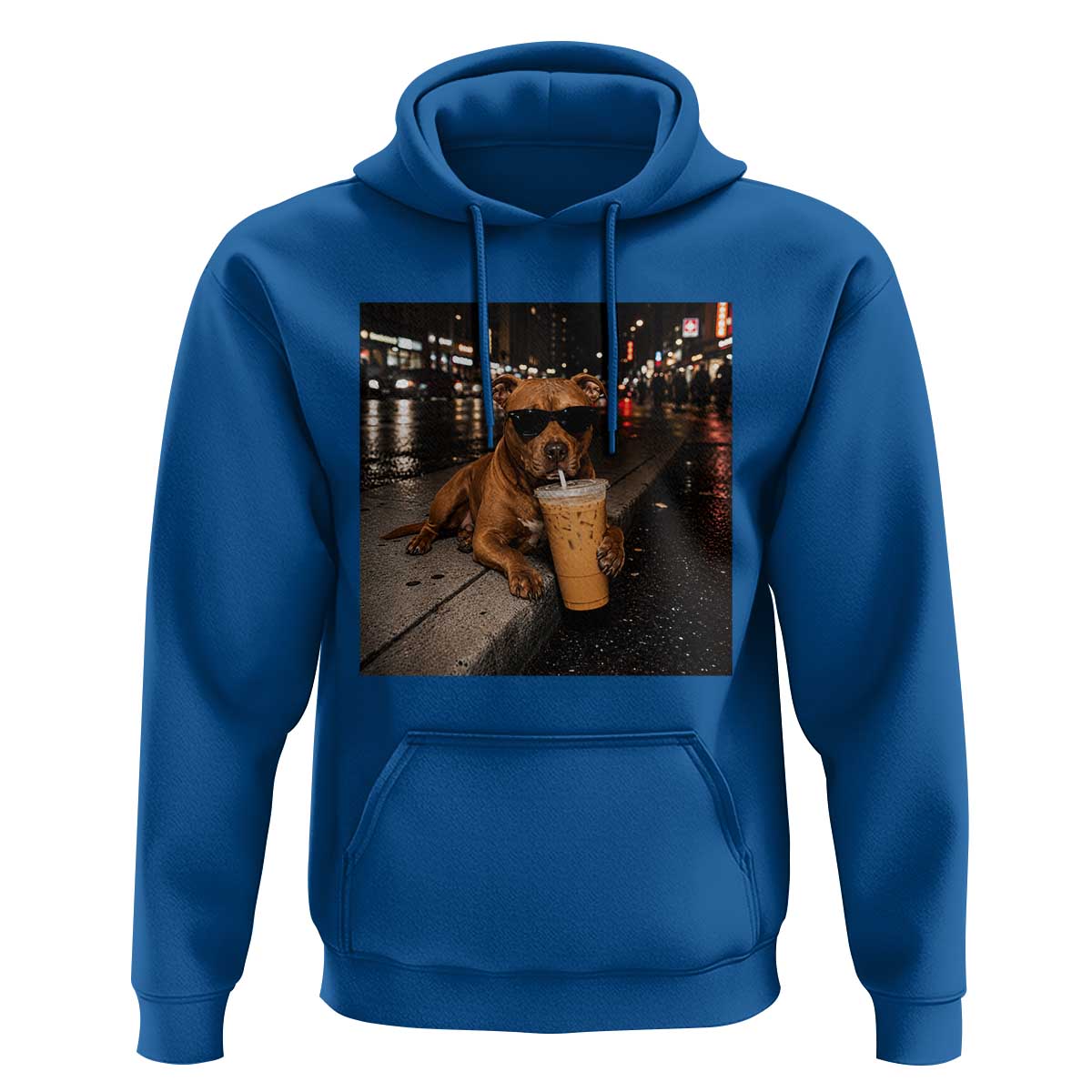 Funny Pitbull Drinking Iced Coffee Hoodie Vintage Pittie Dog Lovers Meme