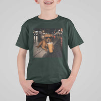 Funny Pitbull Drinking Iced Coffee T Shirt For Kid Vintage Pittie Dog Lovers Meme