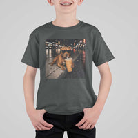 Funny Pitbull Drinking Iced Coffee T Shirt For Kid Vintage Pittie Dog Lovers Meme