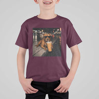 Funny Pitbull Drinking Iced Coffee T Shirt For Kid Vintage Pittie Dog Lovers Meme