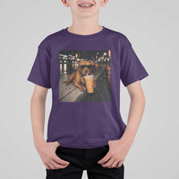 Funny Pitbull Drinking Iced Coffee T Shirt For Kid Vintage Pittie Dog Lovers Meme