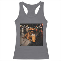 Funny Pitbull Drinking Iced Coffee Racerback Tank Top Vintage Pittie Dog Lovers Meme