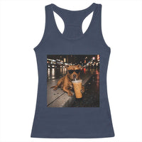 Funny Pitbull Drinking Iced Coffee Racerback Tank Top Vintage Pittie Dog Lovers Meme