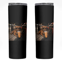 Funny Pitbull Drinking Iced Coffee Skinny Tumbler Vintage Pittie Dog Lovers Meme