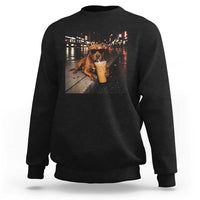 Funny Pitbull Drinking Iced Coffee Sweatshirt Vintage Pittie Dog Lovers Meme