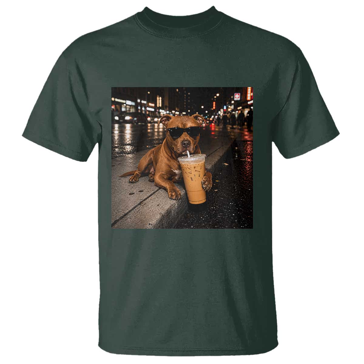 Funny Pitbull Drinking Iced Coffee T Shirt Vintage Pittie Dog Lovers Meme