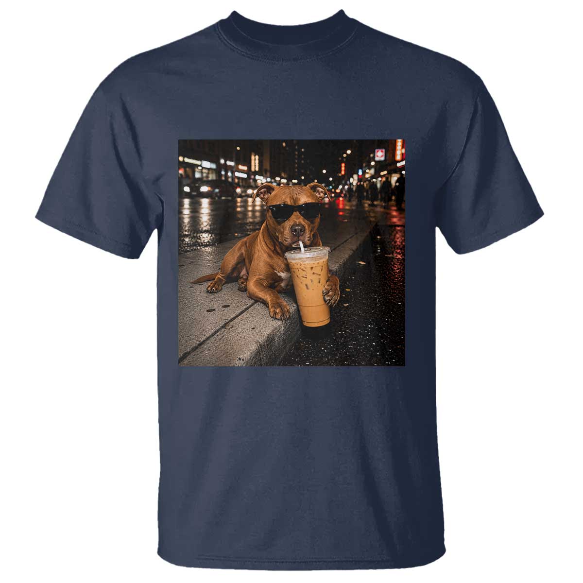 Funny Pitbull Drinking Iced Coffee T Shirt Vintage Pittie Dog Lovers Meme