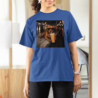 Funny Pitbull Drinking Iced Coffee T Shirt For Women Vintage Pittie Dog Lovers Meme