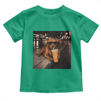Funny Pitbull Drinking Iced Coffee Toddler T Shirt Vintage Pittie Dog Lovers Meme