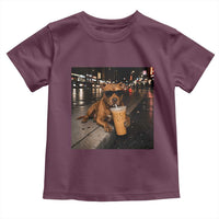 Funny Pitbull Drinking Iced Coffee Toddler T Shirt Vintage Pittie Dog Lovers Meme