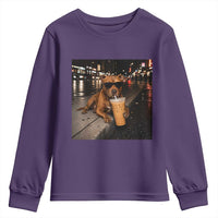 Funny Pitbull Drinking Iced Coffee Youth Sweatshirt Vintage Pittie Dog Lovers Meme