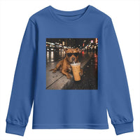 Funny Pitbull Drinking Iced Coffee Youth Sweatshirt Vintage Pittie Dog Lovers Meme