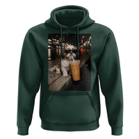 Funny Shih Tzu Drinking Iced Coffee Hoodie Vintage Dog Lover