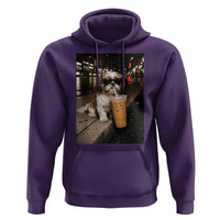Funny Shih Tzu Drinking Iced Coffee Hoodie Vintage Dog Lover
