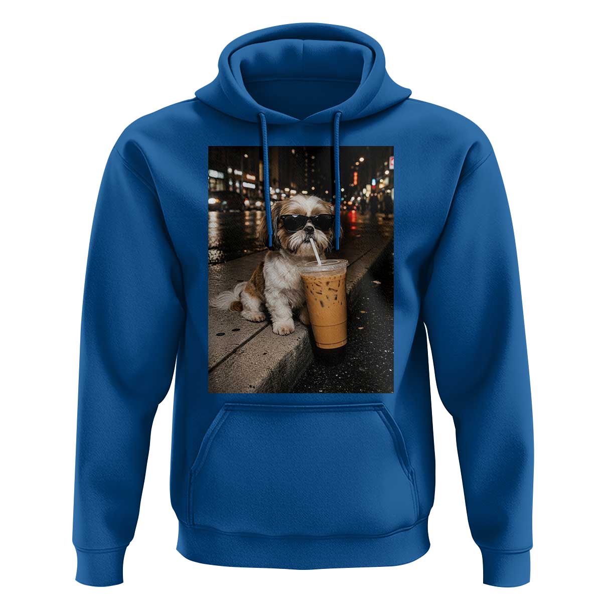 Funny Shih Tzu Drinking Iced Coffee Hoodie Vintage Dog Lover