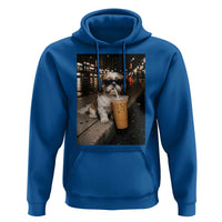 Funny Shih Tzu Drinking Iced Coffee Hoodie Vintage Dog Lover