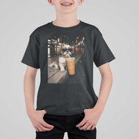 Funny Shih Tzu Drinking Iced Coffee T Shirt For Kid Vintage Dog Lover