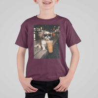 Funny Shih Tzu Drinking Iced Coffee T Shirt For Kid Vintage Dog Lover