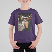 Funny Shih Tzu Drinking Iced Coffee T Shirt For Kid Vintage Dog Lover
