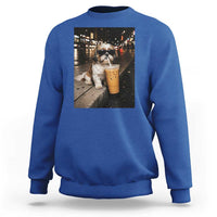 Funny Shih Tzu Drinking Iced Coffee Sweatshirt Vintage Dog Lover