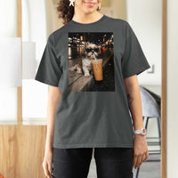 Funny Shih Tzu Drinking Iced Coffee T Shirt For Women Vintage Dog Lover