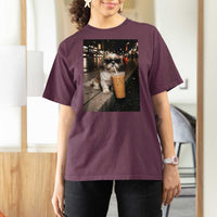 Funny Shih Tzu Drinking Iced Coffee T Shirt For Women Vintage Dog Lover
