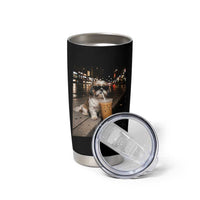 Funny Shih Tzu Drinking Iced Coffee Tumbler Cup Vintage Dog Lover