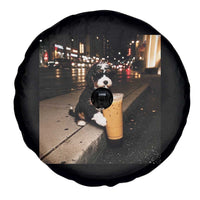Bernedoodle Dog Drinking Iced Coffee Spare Tire Cover Funny Coffee Lover Gift for Dog Moms Dads