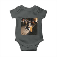 Bernedoodle Dog Drinking Iced Coffee Baby Onesie Funny Coffee Lover Gift for Dog Moms Dads