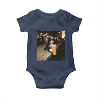 Bernedoodle Dog Drinking Iced Coffee Baby Onesie Funny Coffee Lover Gift for Dog Moms Dads