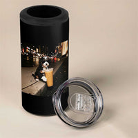Bernedoodle Dog Drinking Iced Coffee 4 in 1 Can Cooler Tumbler Funny Coffee Lover Gift for Dog Moms Dads