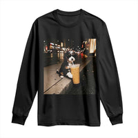 Bernedoodle Dog Drinking Iced Coffee Long Sleeve Shirt Funny Coffee Lover Gift for Dog Moms Dads