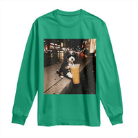 Bernedoodle Dog Drinking Iced Coffee Long Sleeve Shirt Funny Coffee Lover Gift for Dog Moms Dads
