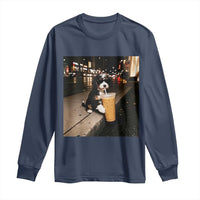 Bernedoodle Dog Drinking Iced Coffee Long Sleeve Shirt Funny Coffee Lover Gift for Dog Moms Dads
