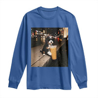 Bernedoodle Dog Drinking Iced Coffee Long Sleeve Shirt Funny Coffee Lover Gift for Dog Moms Dads