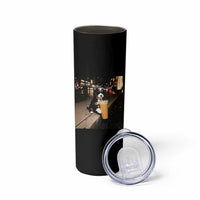 Bernedoodle Dog Drinking Iced Coffee Skinny Tumbler Funny Coffee Lover Gift for Dog Moms Dads