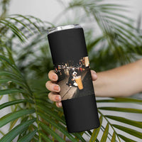 Bernedoodle Dog Drinking Iced Coffee Skinny Tumbler Funny Coffee Lover Gift for Dog Moms Dads