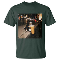 Bernedoodle Dog Drinking Iced Coffee T Shirt Funny Coffee Lover Gift for Dog Moms Dads