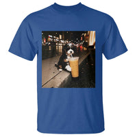 Bernedoodle Dog Drinking Iced Coffee T Shirt Funny Coffee Lover Gift for Dog Moms Dads